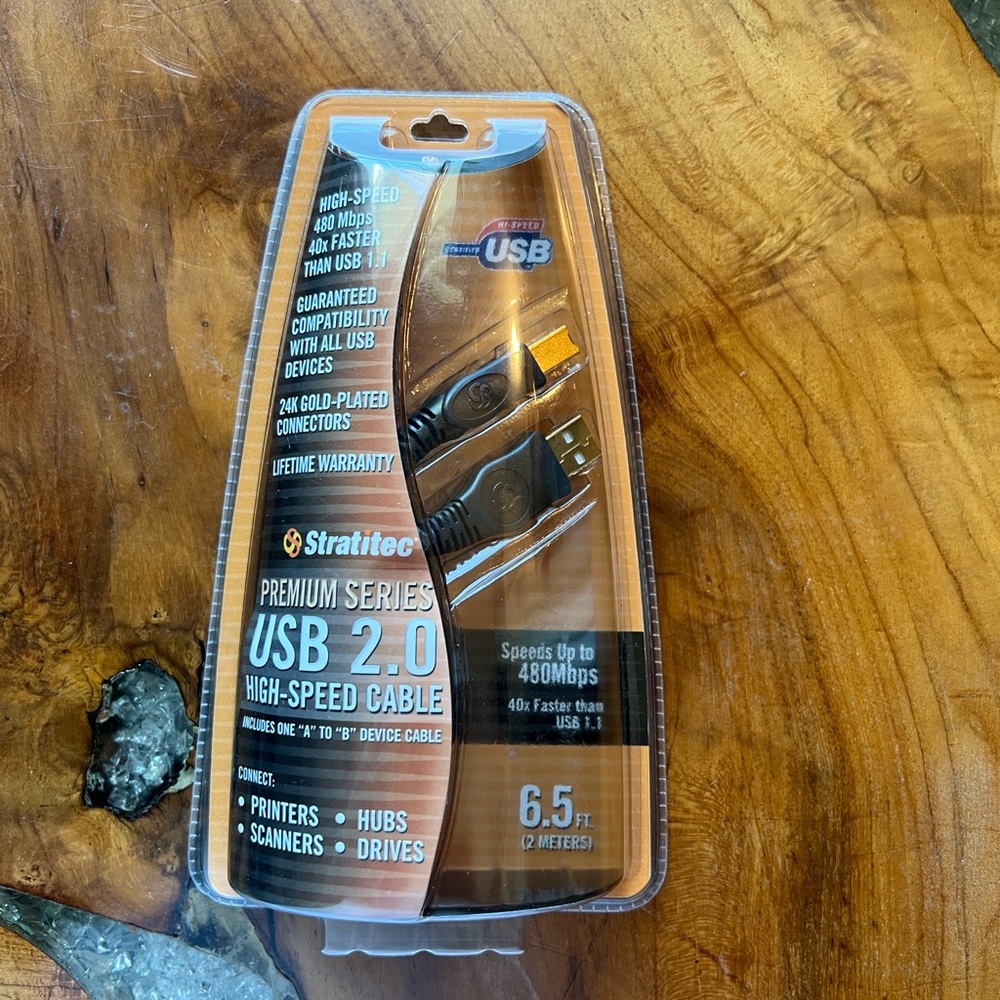 6.5' ft Stratitec Premium Series USB 2.0 Universal High Speed Cable NWT